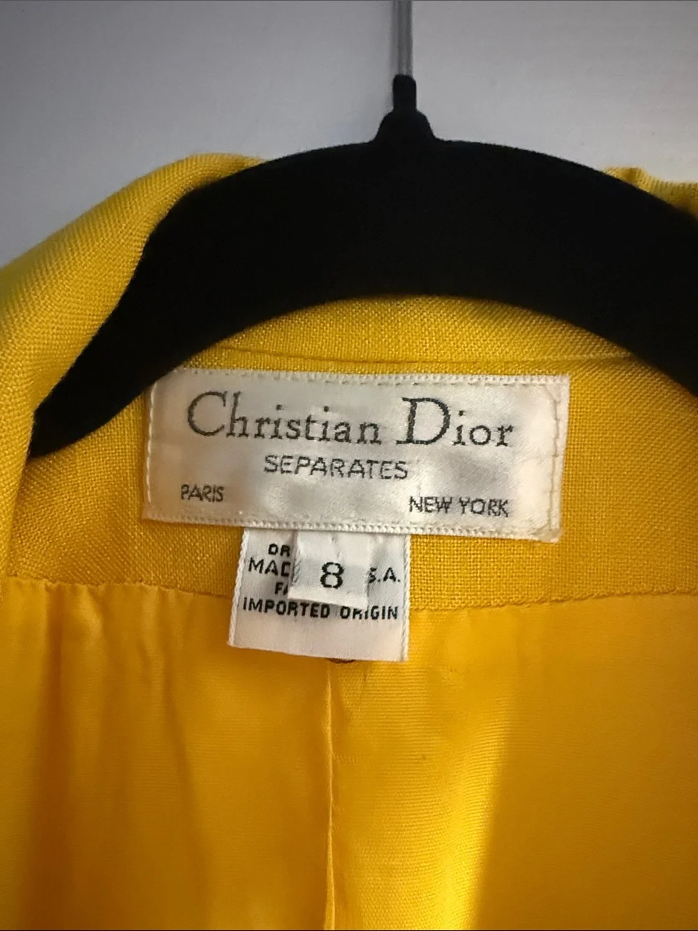 Vintage Christian Dior Bright Yellow Single-Button Blazer